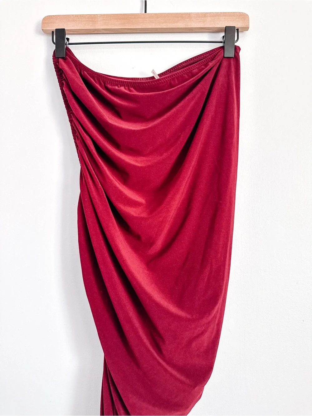 Norma Kamali Burgundy One Shoulder Asymmetrical Ruched Maxi Dress Size S